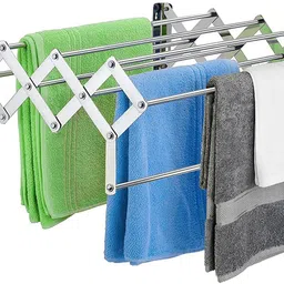 plantex Stainless Steel Foldable Clothes Drying Rack/Cloth Stands for Drying Clothes - Wall Mount (24 inch) Chrome Finish Towel Holder-picture-10
