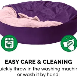 petslover Round Hooded Fabric Dog Bed with Attached Blanket Hooded Donut Bed XL Pet Bed image 5