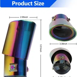 qnjl Curved Oval Universal Fit Car Exhaust Tail Muffler Tip Show Pipe 60mm Car Silencer image 2
