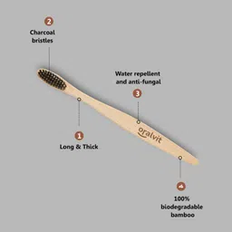 oralvit Bamboo Charcoal Toothbrush (2Pcs) Natural | Eco-Friendly Toothbrush (Pack Of 3) Ultra Soft Toothbrush image 2