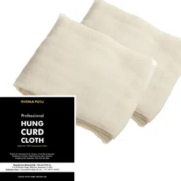 masala potli PACK OF 2 Professional Cotton Hung Curd Cloth - Muslin Malmal CheeseCloth for Straining Curd, Cheese, Yogurt, Shrikhand, Rice, Mousse for Home Use (50 X 50 cm) SMALL SIZE Collapsible Strainer image 4