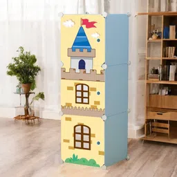 3 Door 3 Shelf Plastic Metal Collapsible Wardrobe, Clothes, Shoes,etc. Organiser Carbon Steel Collapsible Wardrobe-image-73