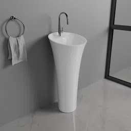 belluxury wash basin standing PREMIUM PEDESTAL WASH BASIN Pedestal Basin (ROYAL GLOSSY WHITE)80 Pedestal Basin image 2