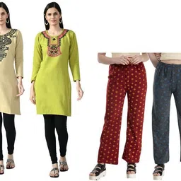 indeweaves Pack of 4 Women Self Design Wool Straight Kurta-picture-40