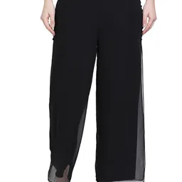 office & you Women Regular Fit Black Georgette Trousers-picture-12