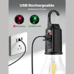drumstone Rechargeable LED Light with USB Charging,Hanging Lamp for Camping 6 hrs Bulb Emergency Light image 3