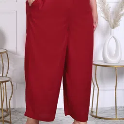 aavoni Women Relaxed Maroon Viscose Rayon Trousers image 2