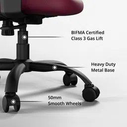 vergo Nova Mid Back Ergonomic Chair, Fixed Armrest,Moulded Foam,Metal Base, Home,Study Fabric Office Adjustable Arm Chair image 5
