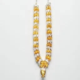 Sigaram 15 Inch Gold & Silver Artificial Mala / Hara for Home Pooja Decor K4839 Gold, Silver Jasmine Artificial Flower-picture-30