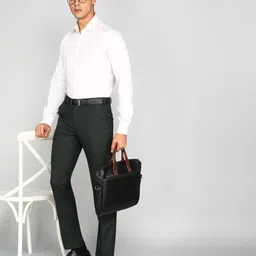 raymond Men Slim Fit Dark Green Polyester Trousers image 2