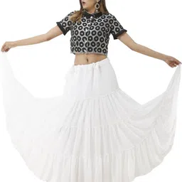 sooma Women Solid Tiered White Skirt image 4