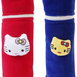 da anushi Soft Plush Stretchable Baby Feeding Bottle Cover Easy to Hold Strap and Zip|Suitable for 130 ML-250 ML Feeding Bottle-Dark Red-Dark Blue-picture-27