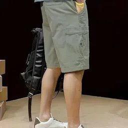 troonpair Solid Men Dark Grey Cargo Shorts image 2