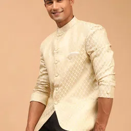 vastramay Men Checkered Single Breasted Festive Blazer image 3