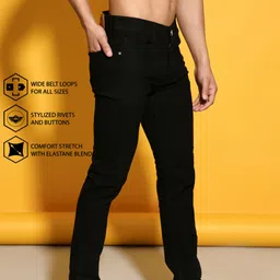 southee Men Slim Mid Rise Black Jeans-picture-11