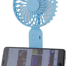 MZ S9 (PORTABLE RECHARGEABLE USB FAN) 3 Speed Mode High Speed with 1200mAh Battery S9 Mobile Stand USB Fan image 3