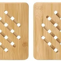 calldrishe Bamboo Wooden Trivet For Dinning Table Square Wavy Shape, Wooden Coaster, Wooden Coaster Set For Hot Plates and Hot Pot Trivet-picture-30
