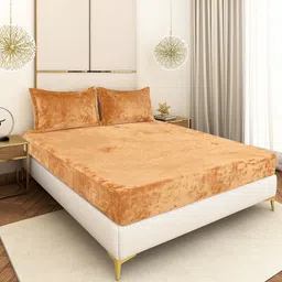 osonictextile 230 TC Velvet King Solid Fitted (Elastic) Bedsheet image 2