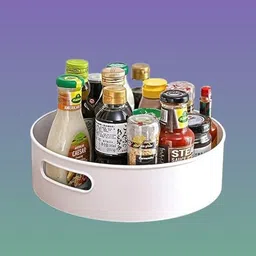 anzyex Plastic complete rotation Revolving Holder Plate – Apartment & Kitchen Space Storage Basket image 1