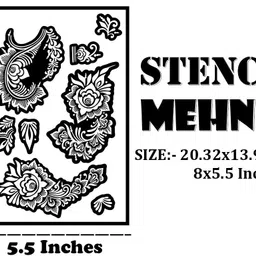 surmul Detailed Rose & Leaf Mehndi Stencil With Artistic Finger Motifs Patterns image 2