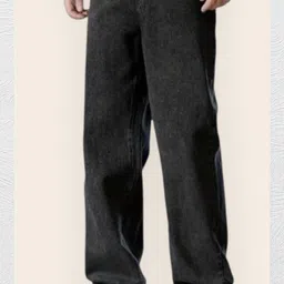 truestich Men Loose Fit Mid Rise Dark Grey Jeans image 1