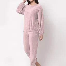 klotthe Women Night Suit Set Pink Solid image 3