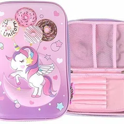 toxen 3D Rainbow Balloon Balloon Unicorn Hardtop Pencil Case Art EVA Pencil Box image 2