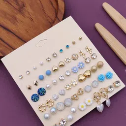 rare one studio 30 Pairs of Fashion Earrings: Stud, Pearl, Crystal Brass Stud Earring-picture-11