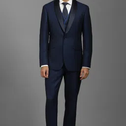 louis philippe Men Three Piece Suit Solid Suit-picture-15