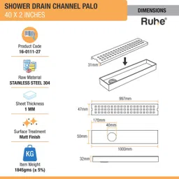 ruhe Floor Stainless Steel Push Down Strainer image 2