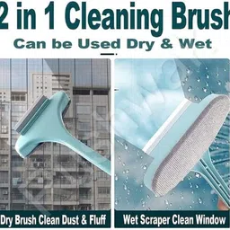 bhumika enterprise 2 In 1 Mesh Cleaning Brush Wiper With Extended Handle Window Cleaning Brush Sponge Wet and Dry Brush image 2