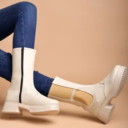 stylestry Smart Casual Cream Long Boots For Women & Girls Boots For Women-picture-17