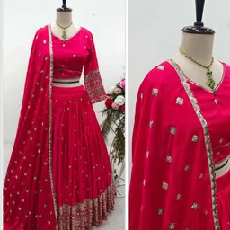 cute fellow Embroidered Semi Stitched Lehenga Choli image 2