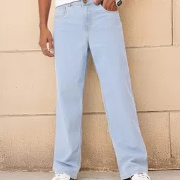 shinik Men Loose Fit Mid Rise Light Blue Jeans-picture-14
