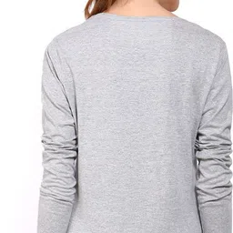 ap'pulse Pack of 2 Women Solid Round Neck Pure Cotton Purple, Grey T-Shirt image 3