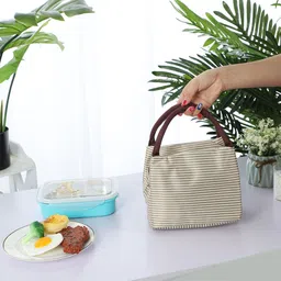 rossella Travel Insulated Tiffin Hand Lunch Bag with Aluminum Foil Inner Cover Reusable Waterproof Lunch Bag image 2