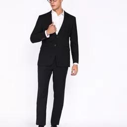 peter england Men Two Piece Suit Solid Suit image 2