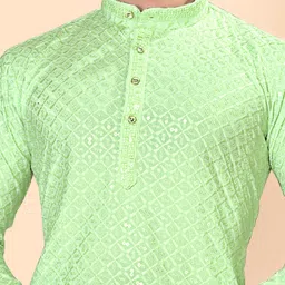 vividstyle Men Embroidered Viscose Rayon Straight Kurta image 2