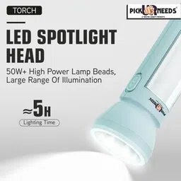 pick ur needs Rechargeable Torch Light With 2 Mode LED + 50W Extra Bright Side Tube LED Light 5 hrs Torch Emergency Light image 3