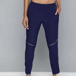 HRX by Hrithik Roshan Women Navy Blue Slim Rapid Dry Antimicrobial Training Track Pants-picture-30
