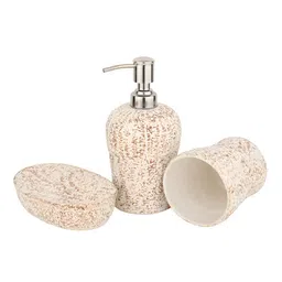 Decor de Maison Brown 3 piece Textured Ceramic Bath Accessories Set image 5