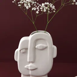 TAYHAA White Face Like Design Ceramic Flower Vase image 1