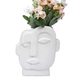 TAYHAA White Face Like Design Ceramic Flower Vase image 2