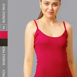 FBAR Pack Of 2 Non-Padded Bio Wash Pure Cotton Camisoles-picture-35