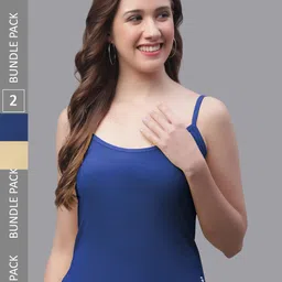 Friskers Pack Of 2 Cotton Shoulder Straps Camisoles-picture-36