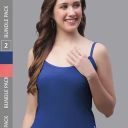 Friskers Pack Of 2 Cotton Shoulder Straps Camisoles-image-88