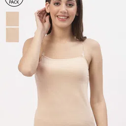 Floret Women Pack of 3 Beige Solid Cotton Camisoles-image-63
