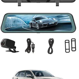 maties 9.66inch Digital Mirror DVR Full Touch Screen With TFT/Night Vision For Car-156 Black LCD image 1