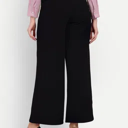 next one Women Loose Fit Black Lycra Blend Trousers image 3