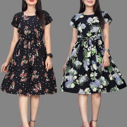 khushi fab Women A-line Multicolor Knee Length Dress-picture-15